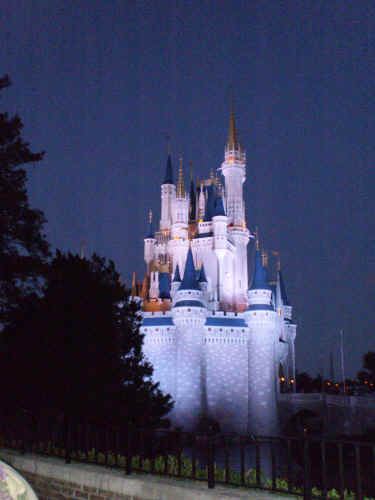 Cinderella Castle at dusk.