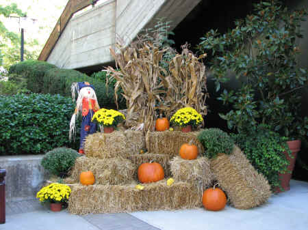 The Grand Ole Opry House is decorated for autumn.
