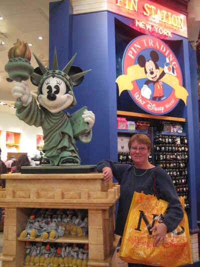 A happy shopper at the World of Disney Store