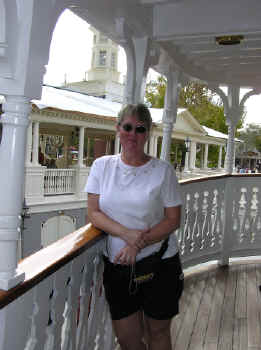 Carol at the second deck rail of the Liberty Belle