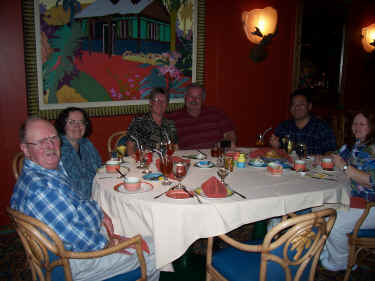 Our dinner companions, Fred and his daughter Lynne and newlyweds Jim and Emily