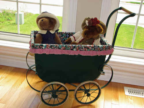 Boyds Bears in my mother's doll stroller